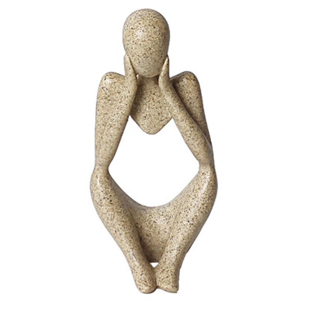 Abstract Thinker Statue Modern Sandstone Resin Figure Craft Art Hand ... inside