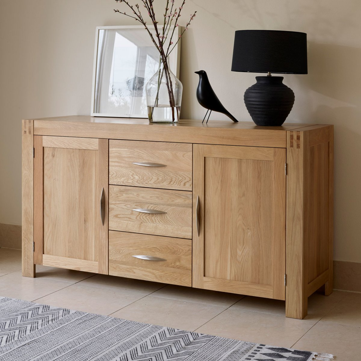 Alto Natural Solid Oak Large Sideboard | Oak Furniture Land within