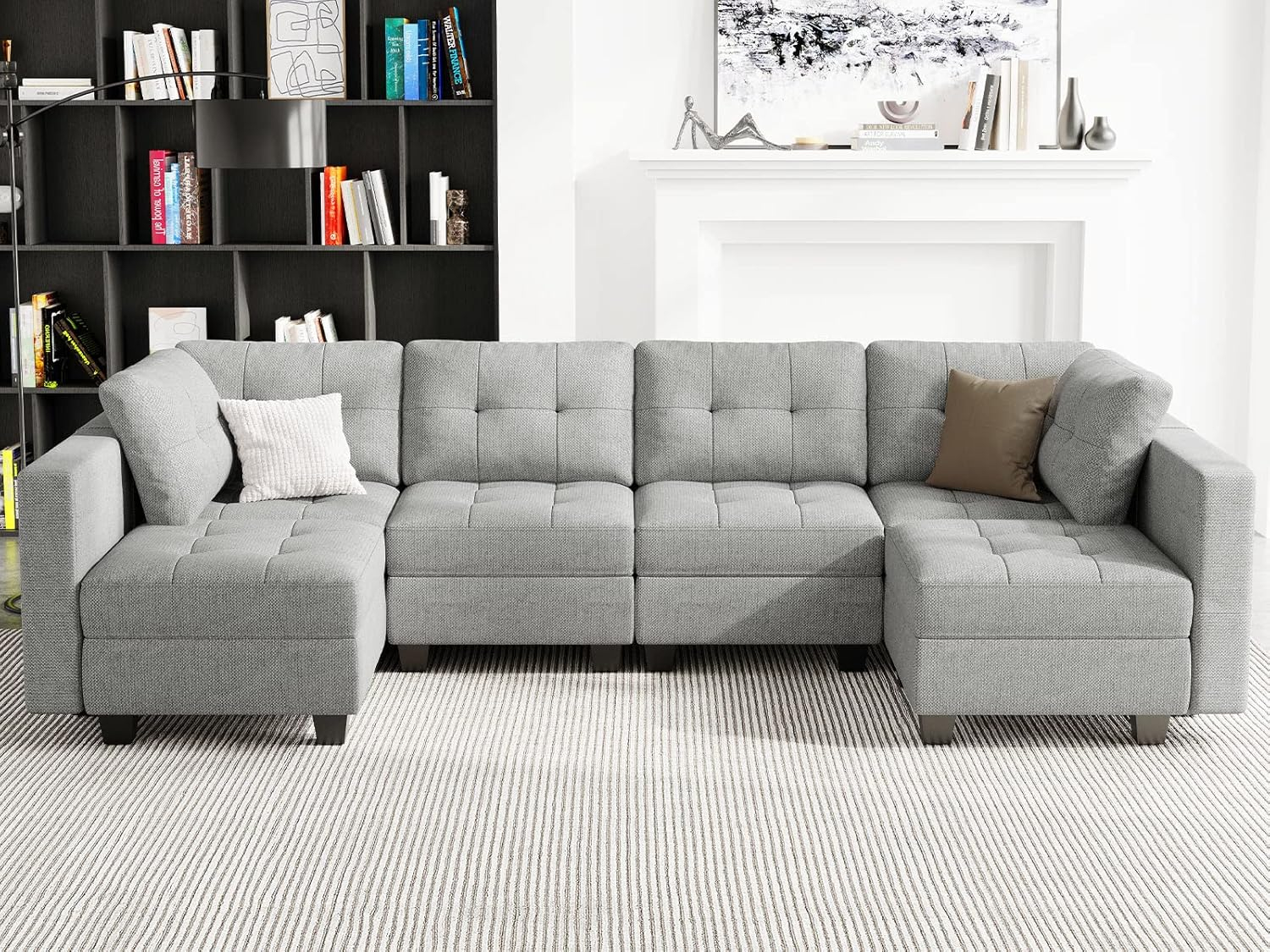 Amazon.com: Belffin Modular U Shaped Sectional Sofa Couch With ... inside Beyond Aesthetics The Practical Benefits of a Modular U-Shaped Sectional