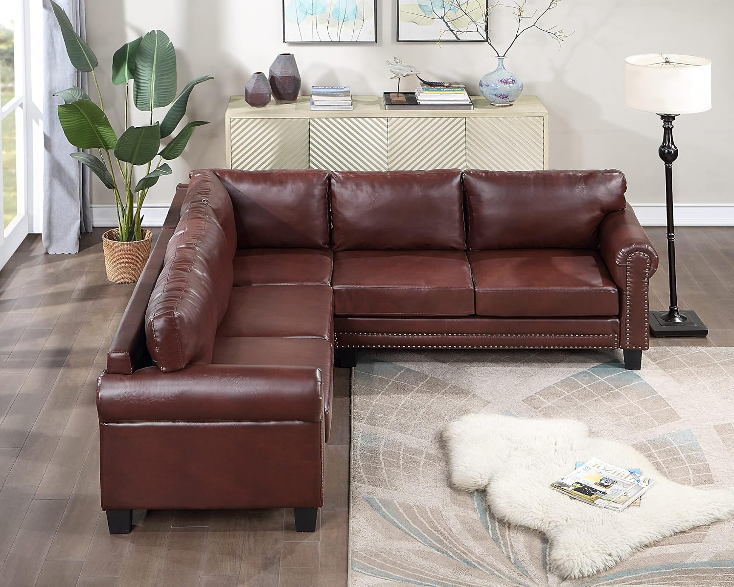 Amazon.com: Erdaye Mid-Century Sectional Scroll Arms &amp;amp;Amp; Rivet Ornament,L ... for Understanding the L-Shaped Design of the Quinn Chenille Sectional