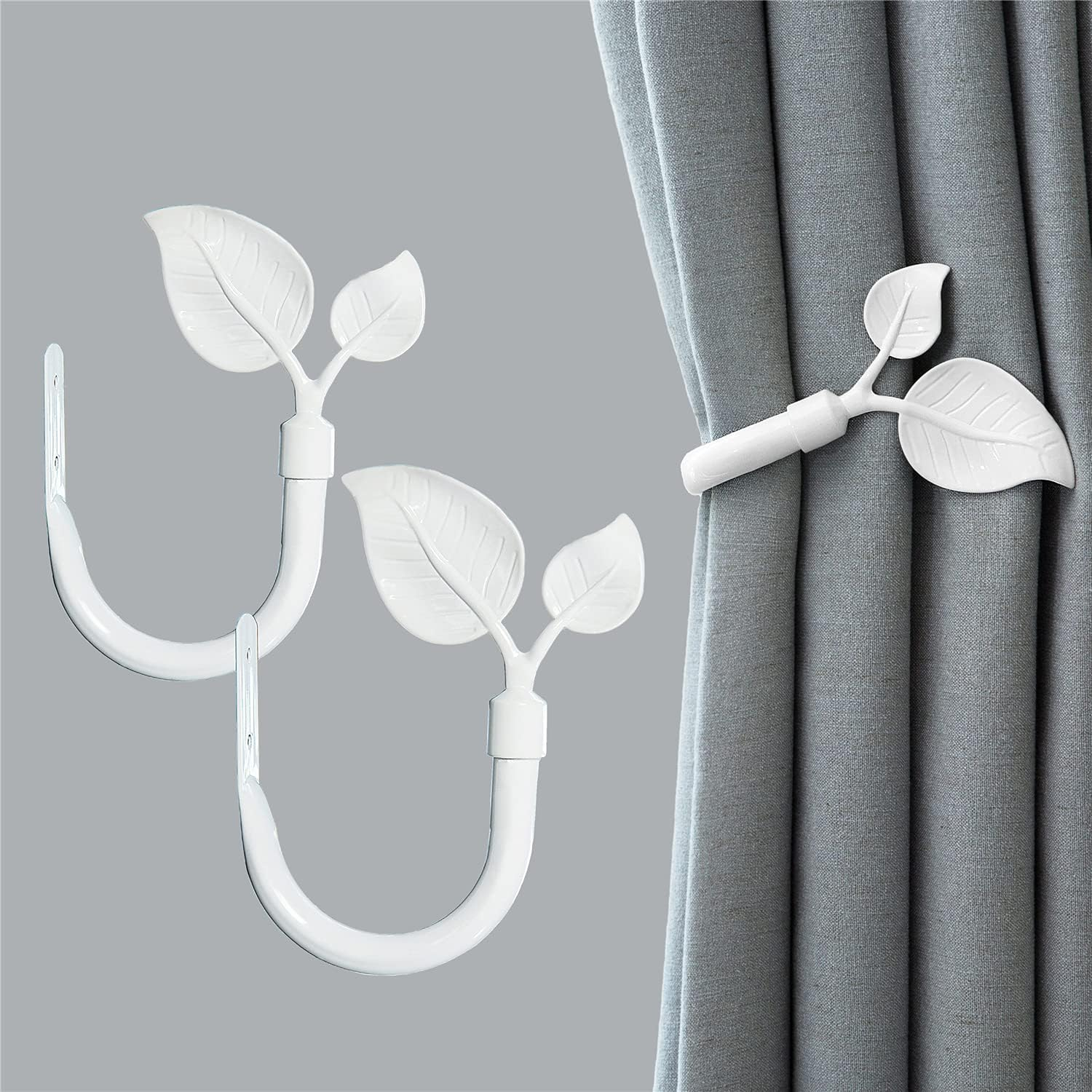 Amazon.com: Hikmlk Vintage Ivory White Leaf Shaped Curtain Holdbacks ... pertaining to Form and Function A Practical Guide to Leaf Shaped Curtain Holdbacks