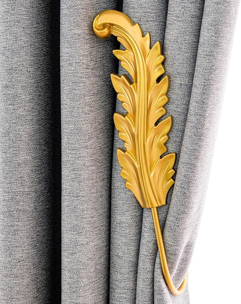 Amazon.com: Leaf Shaped Curtain Wall Hook Curtain Holdbacks (Golden ... intended for