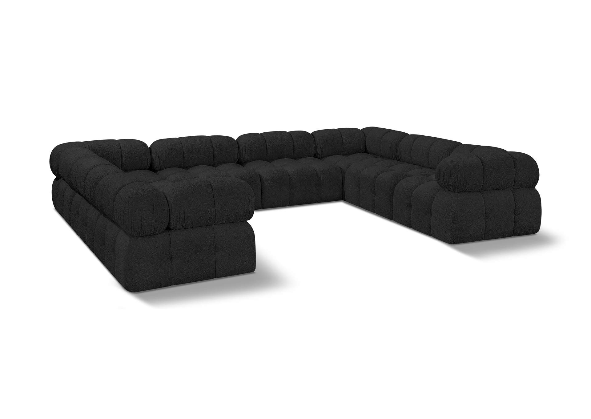 Ames Black Boucle Fabric Modular Sectional throughout