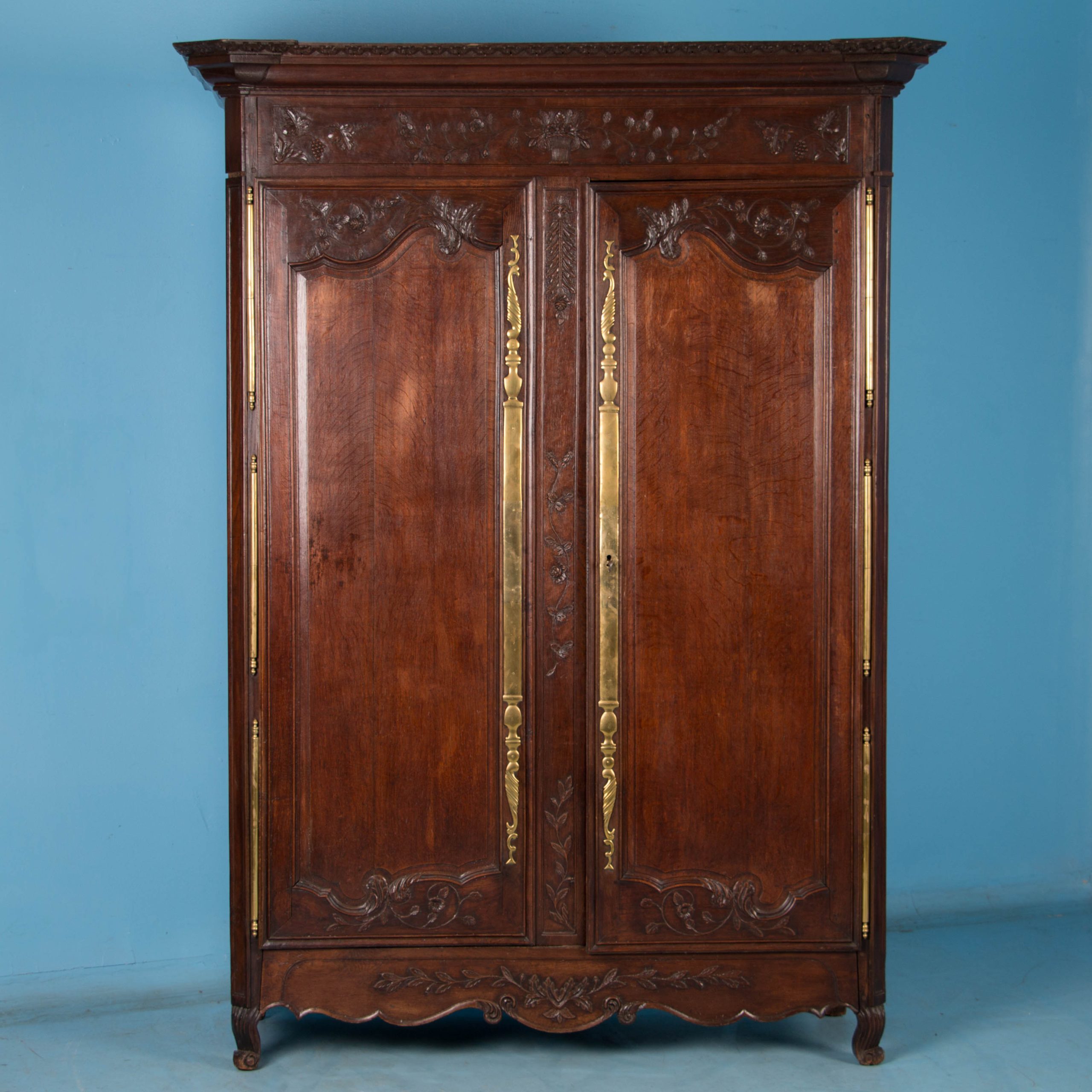 Antique 18Th Century Carved French Oak Armoire with regard to