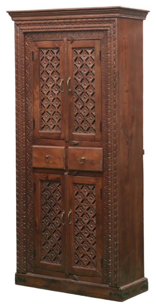 Antique Rustic Solid Wood 2 Drawer Armoire - Traditional - Armoires And ... throughout Unveiling the Enduring Appeal of Dark Rustic Armoire Wardrobes
