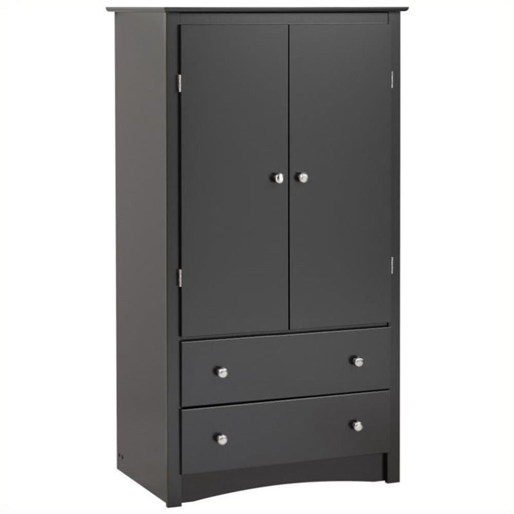 Bowery Hill Contemporary Engineered Wood Tv Wardrobe Armoire In Black ... pertaining to