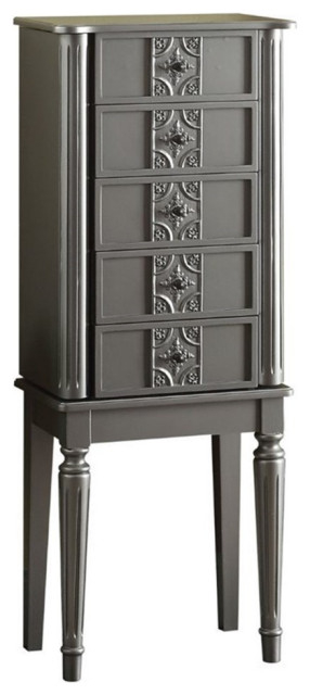 Bowery Hill Modern / Contemporary Jewelry Armoire In Silver Finish ... pertaining to Beyond the Hype A Deep Dive into the Bowery Hill Armoire&amp;#039;s Features