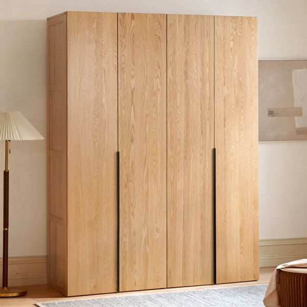 Contemporary Freestanding Natural Wardrobe Oak Solid Wood Wardrobe With ... throughout