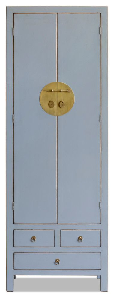 Distressed Pastel Blue Elmwood Chinese Ming Armoire - Asian - Armoires ... for