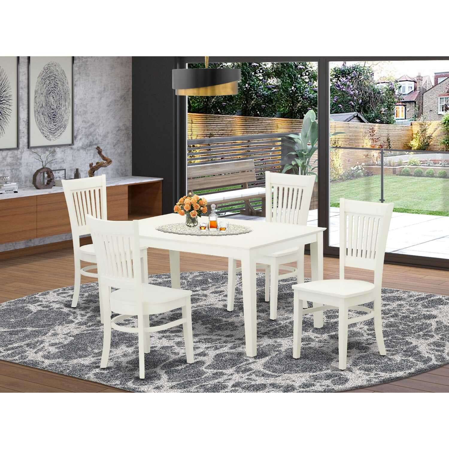 East West Furniture Capri 5-Piece Dining Set With Slatted Back In Linen ... in Unpacking the Elegance The East West Furniture Capri Dining Set
