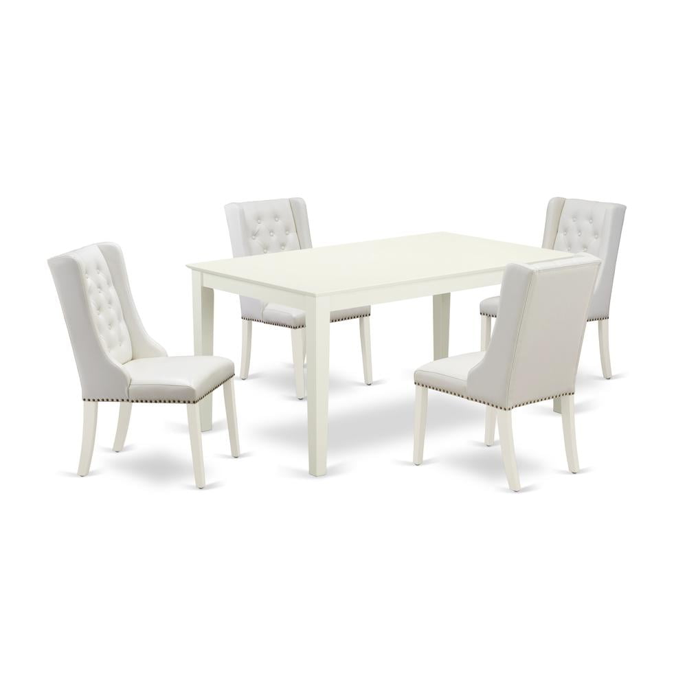 East West Furniture Capri 5-Piece Wood Dining Set In Linen White/Light ... with regard to Unpacking the Elegance The East West Furniture Capri Dining Set