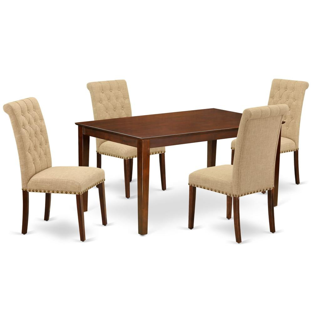 East West Furniture Capri 5-Piece Wood Dining Set In Mahogany/Light ... pertaining to Unpacking the Elegance The East West Furniture Capri Dining Set