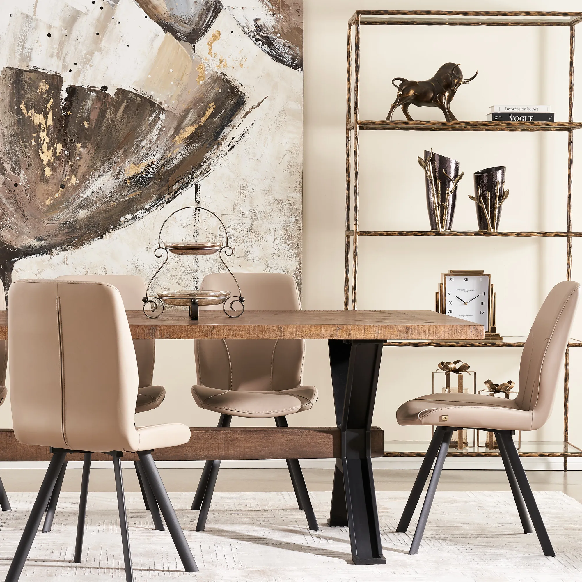 Eden Sand Beige Leather Dining Chair in