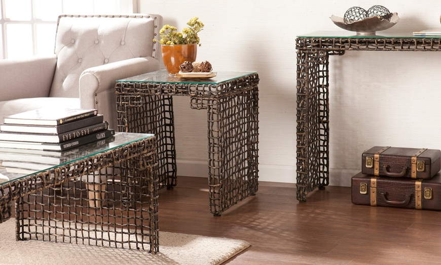 End, Console, Or Cocktail Table | Groupon Goods for The Enduring Charm of Wood and Water Hyacinth The Jokobe Cocktail Table Story