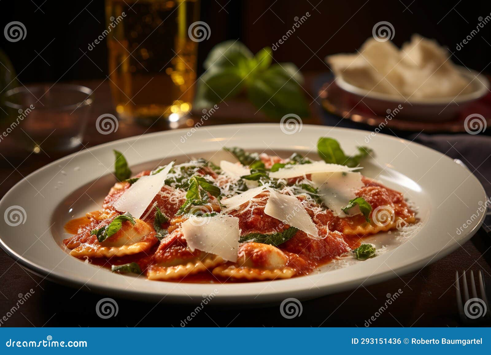 Flavors Of Italy: Artfully Crafted Ravioli With Rich Tomato Sauce And ... with regard to