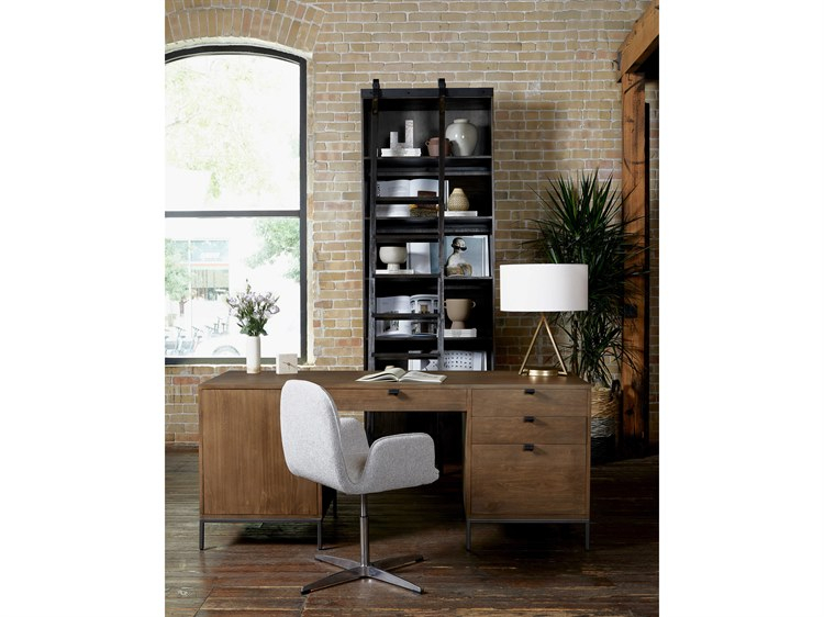 Four Hands Fulton Trey Brown Poplar Wood Executive Desk | Fs223816001 intended for