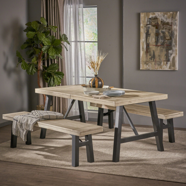 Gdf Studio 3-Piece Amaya Indoor Farmhouse Light Gray Acacia Wood Picnic ... in A Guide to Assembling Your GDF Studio Amaya Indoor Picnic Set