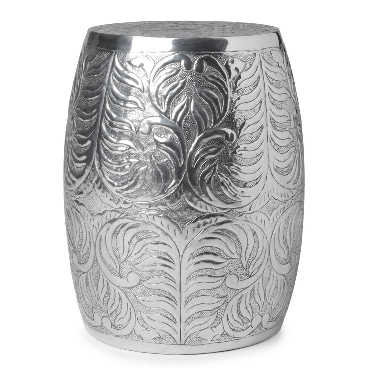 India Artisan Polished Silver Drum Side Table | Drum Side Table, Types ... pertaining to