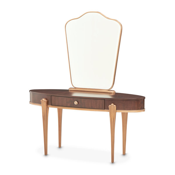 Michael Amini Camellia Field Warm Pecan Vanity | Wayfair regarding