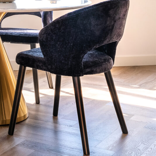 Modern Black Chenille Dining Chair - Juliettes Interiors intended for Achieving a Chic Look with Black Chenille Dining Chairs