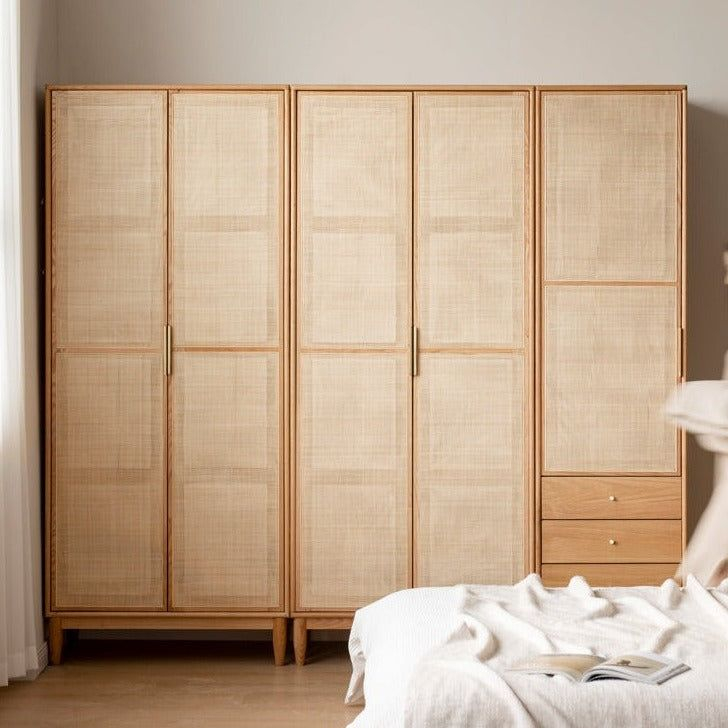 Integrating Natural Textures The Beauty of Oak Solid Wood Rattan Wardrobes