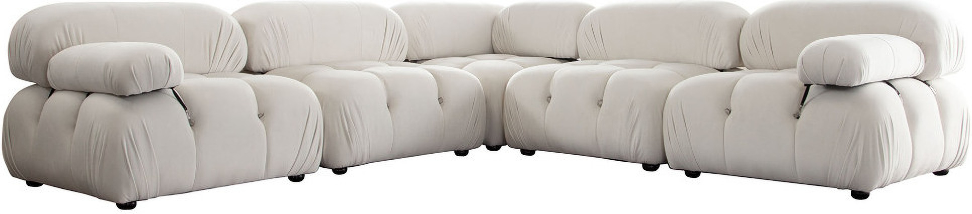 Paloma 5Pc Modular 111 Inch Corner Sectional In Light Cream Velvet By ... regarding Beyond the Showroom What Makes the Paloma 111-inch Sectional Unique