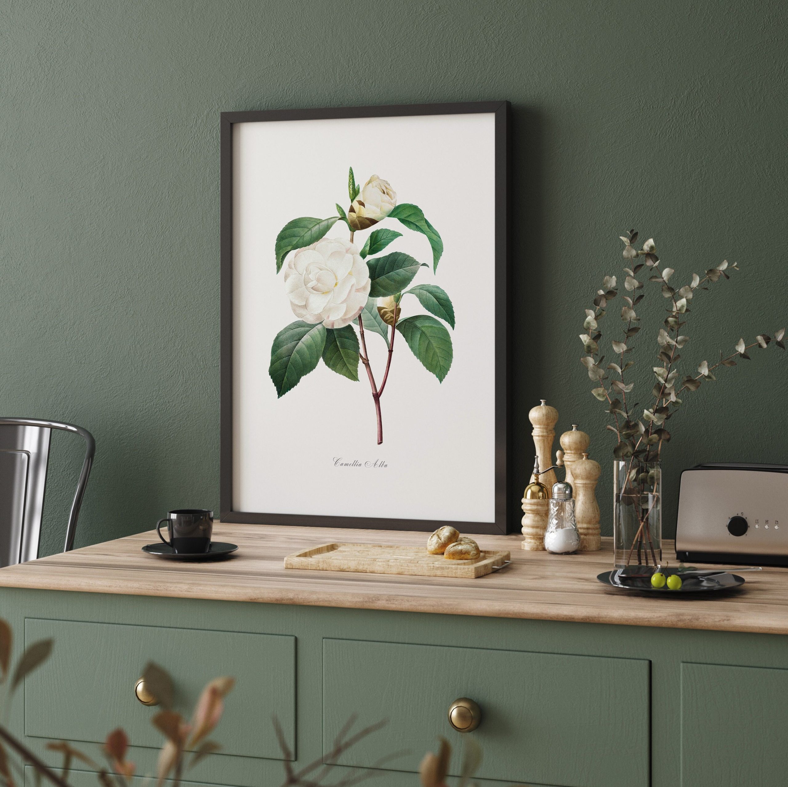 Set Of 3 Botanical Prints, Vintage Print Set, Camellia Flowers, Neutral ... pertaining to