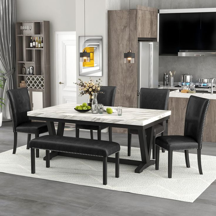 Setawix 6-Piece Dining Table Set intended for Creating Cohesive Interiors with the Ashzo 6-Piece Dining Collection