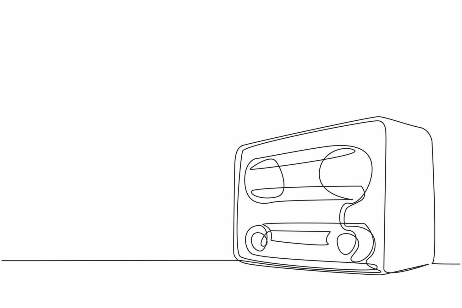 Single One Line Drawing A Vintage Or Retro Radio Sits On Table. The ... throughout