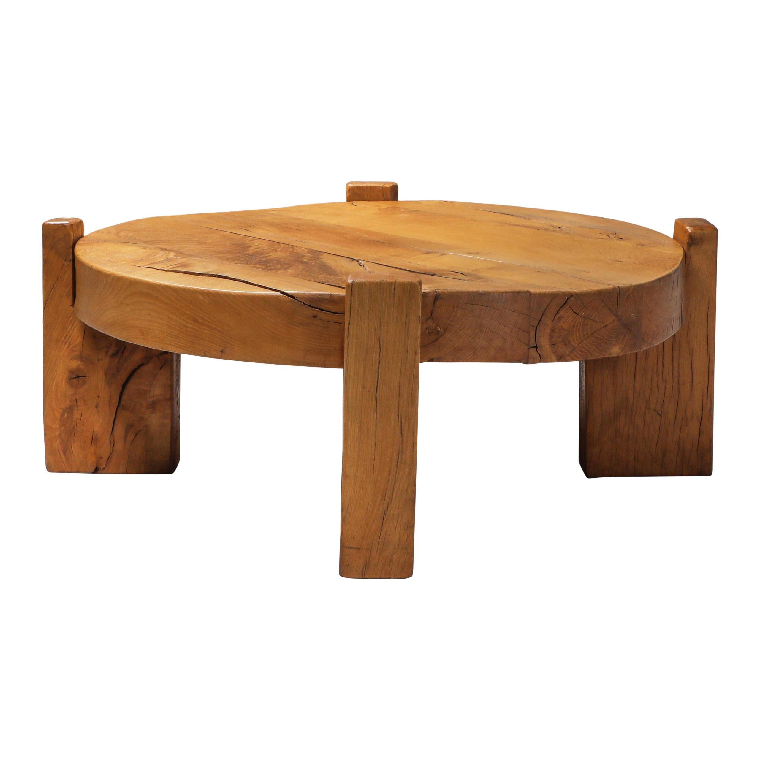 Solid Oak Round Coffee Table At 1Stdibs with