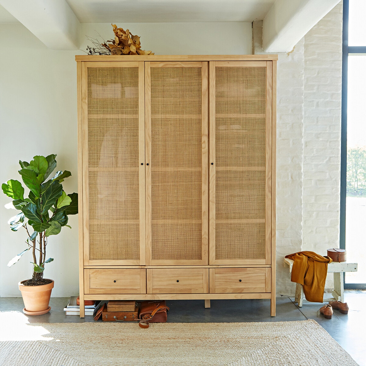 Top 15 Of Rattan Wardrobes with Integrating Natural Textures The Beauty of Oak Solid Wood Rattan Wardrobes