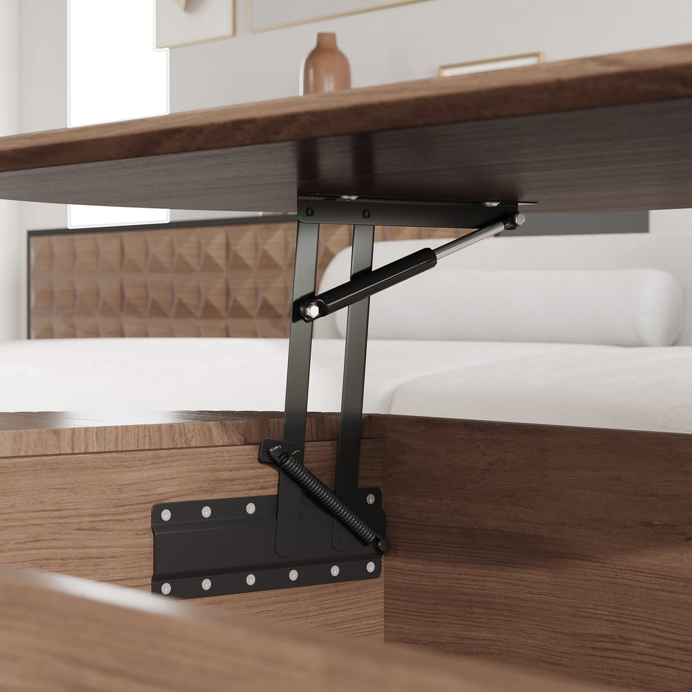 Walnut Oval Lift Top Mid-Century Modern Coffee Table｜Homary in