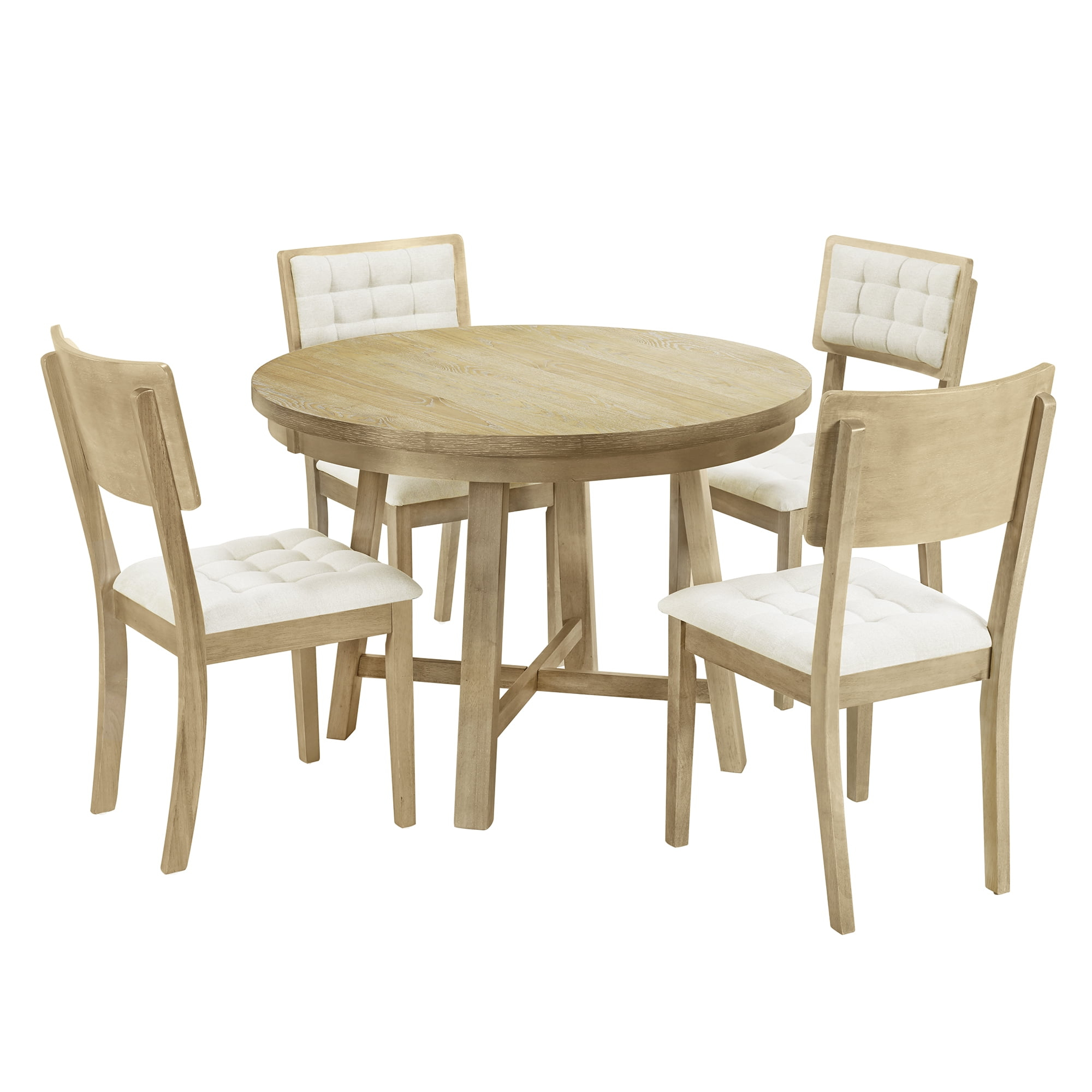 5 Piece Round Dining Table Set, Table Chair Set With 4 Upholstered ... regarding Exploring the Craftsmanship of the Landon 5-Piece Round Dining Set Acorn