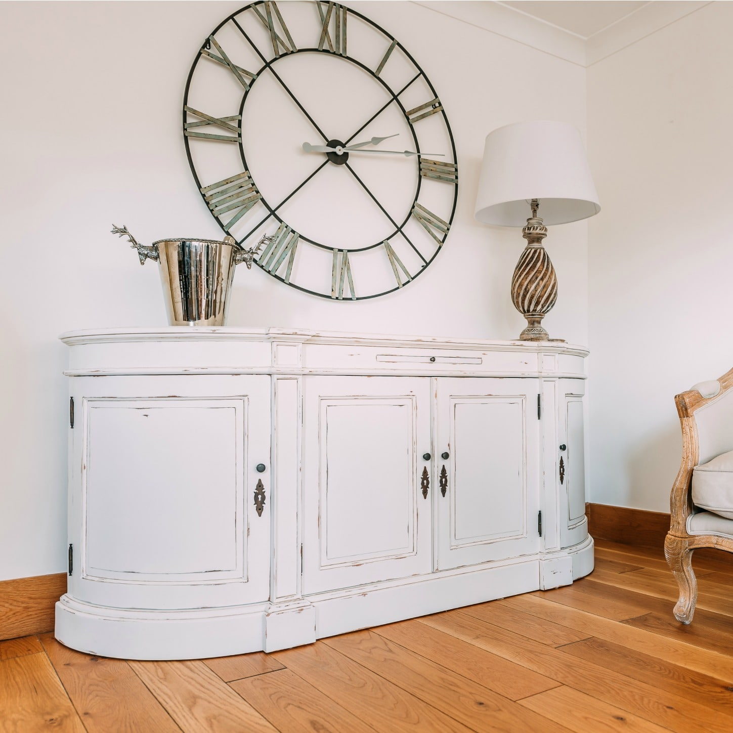 Aged French Distressed White Sideboard Furniture - La Maison Chic ... regarding