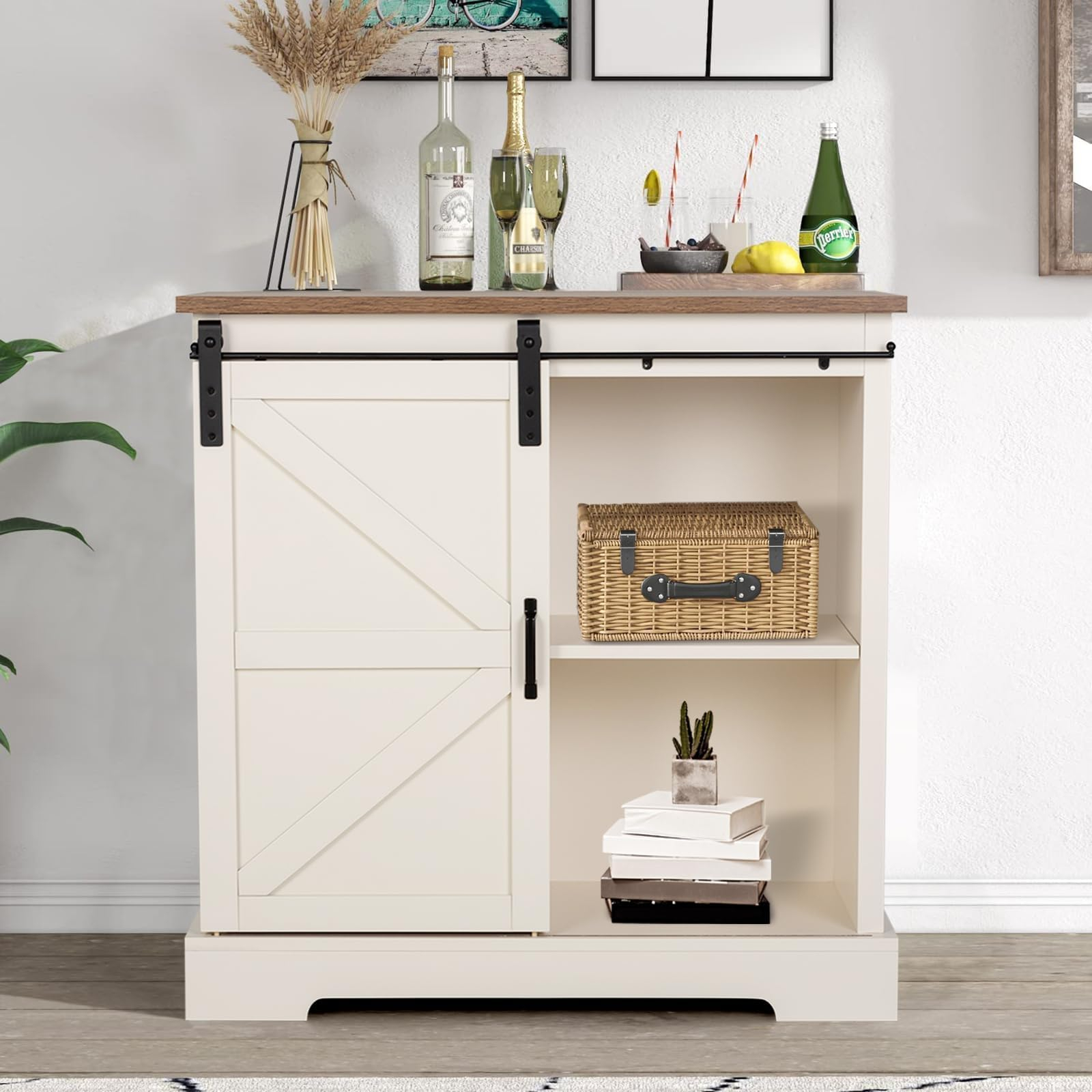 Amazon.com - Mfstudio Farmhouse Coffee Bar Cabinet, Kitchen Storage ... for