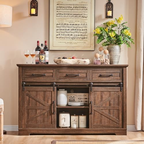 Amazon.com - Wampat Farmhouse Buffet Cabinet, Rustic Sideboard With ... with