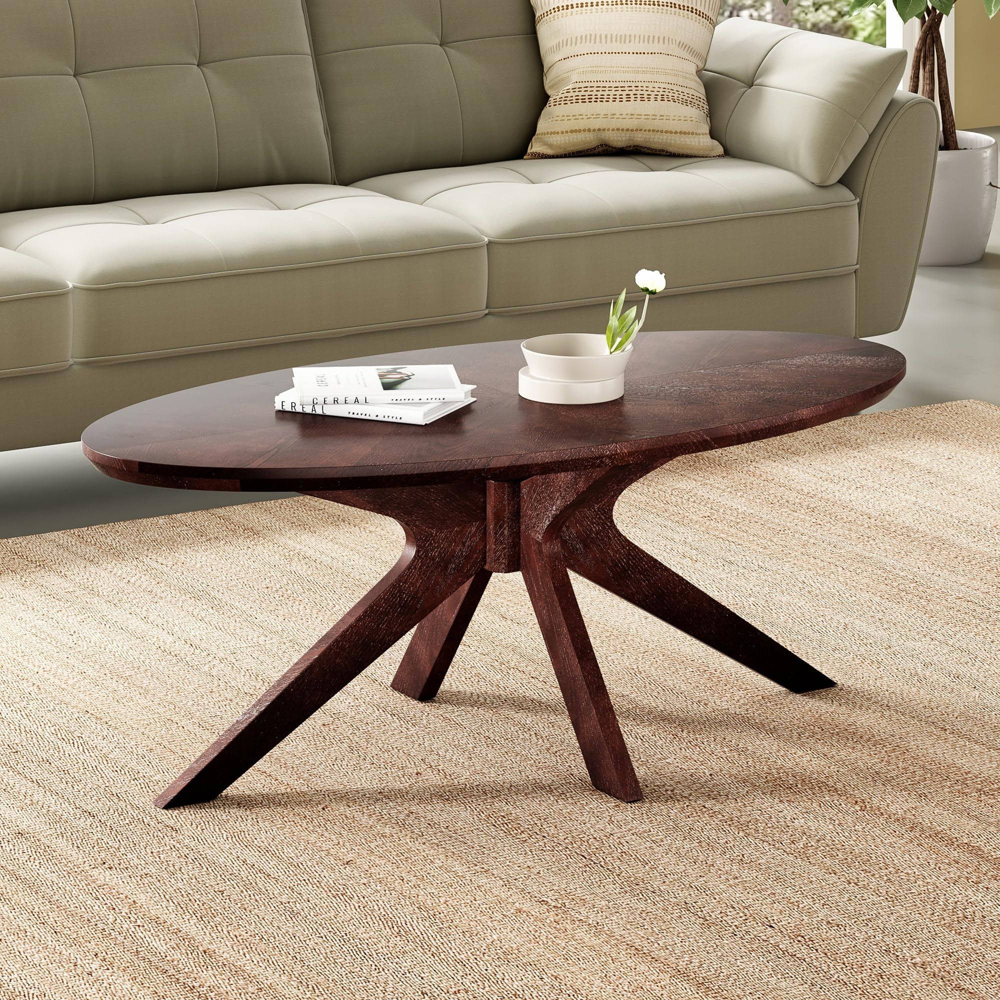 Amazon.com: Wooden Walnut Coffee Table Rustic Nesting Tables Tea Table ... within Why the Pierce Walnut Coffee Table is a Timeless Living Room Centerpiece