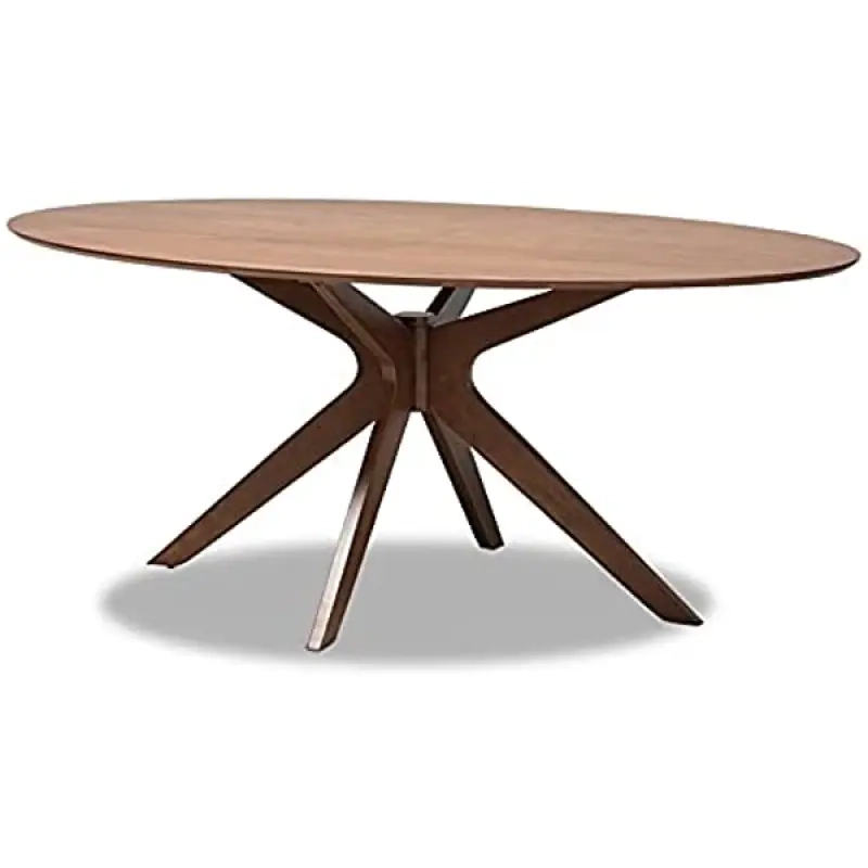 Bowery Hill Modern Walnut Brown Finished Wood 71-Inch Oval Dining Table ... throughout