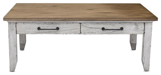 Bowery Hill Rustic Ivory And Honey Finish Cocktail Table - Farmhouse ... within