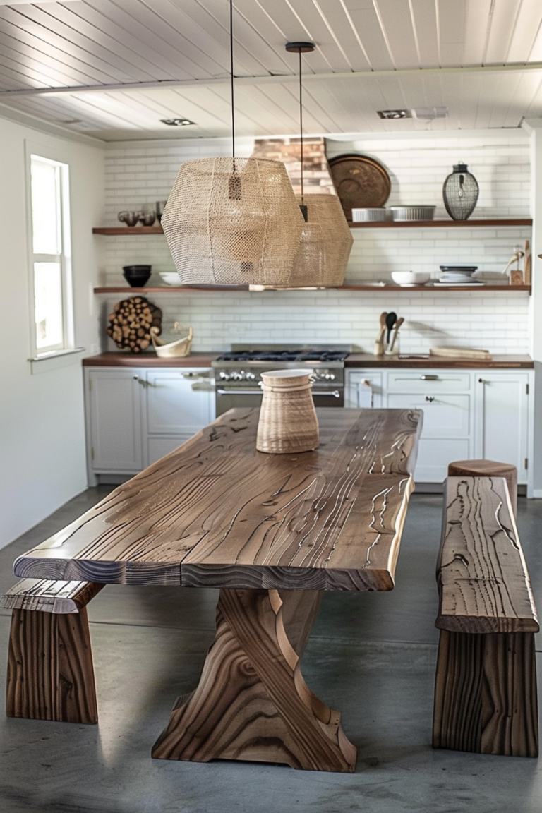 Cozy Gatherings: Farmhouse Kitchen Table With Bench Ideas - Quiet Minimal in Creating Cozy Gatherings With a Square Table and Cappuccino Chairs
