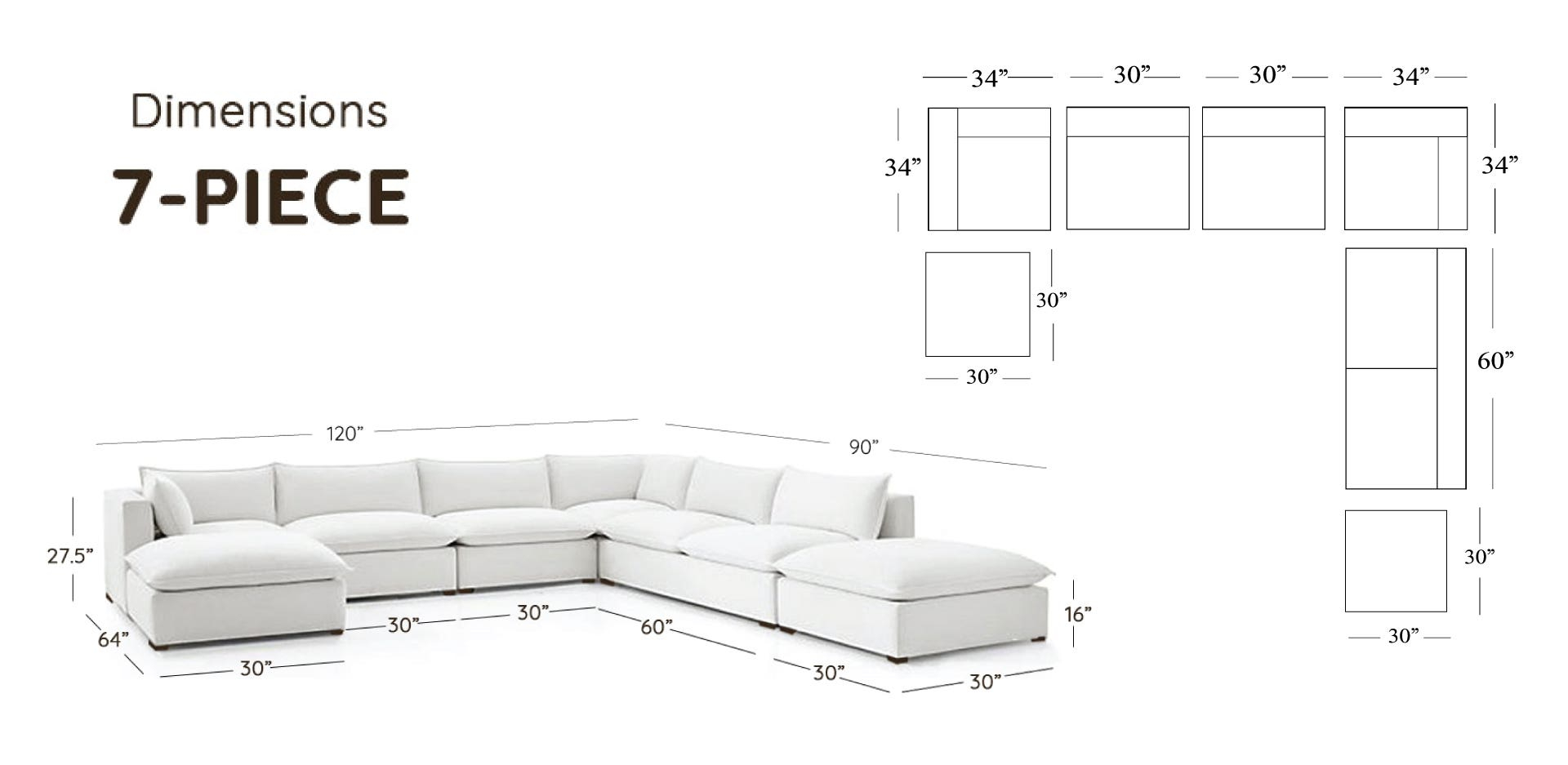 Custom Organic 7 Piece Modular Sofa | 7 Piece Modular Sectional Sofa ... with