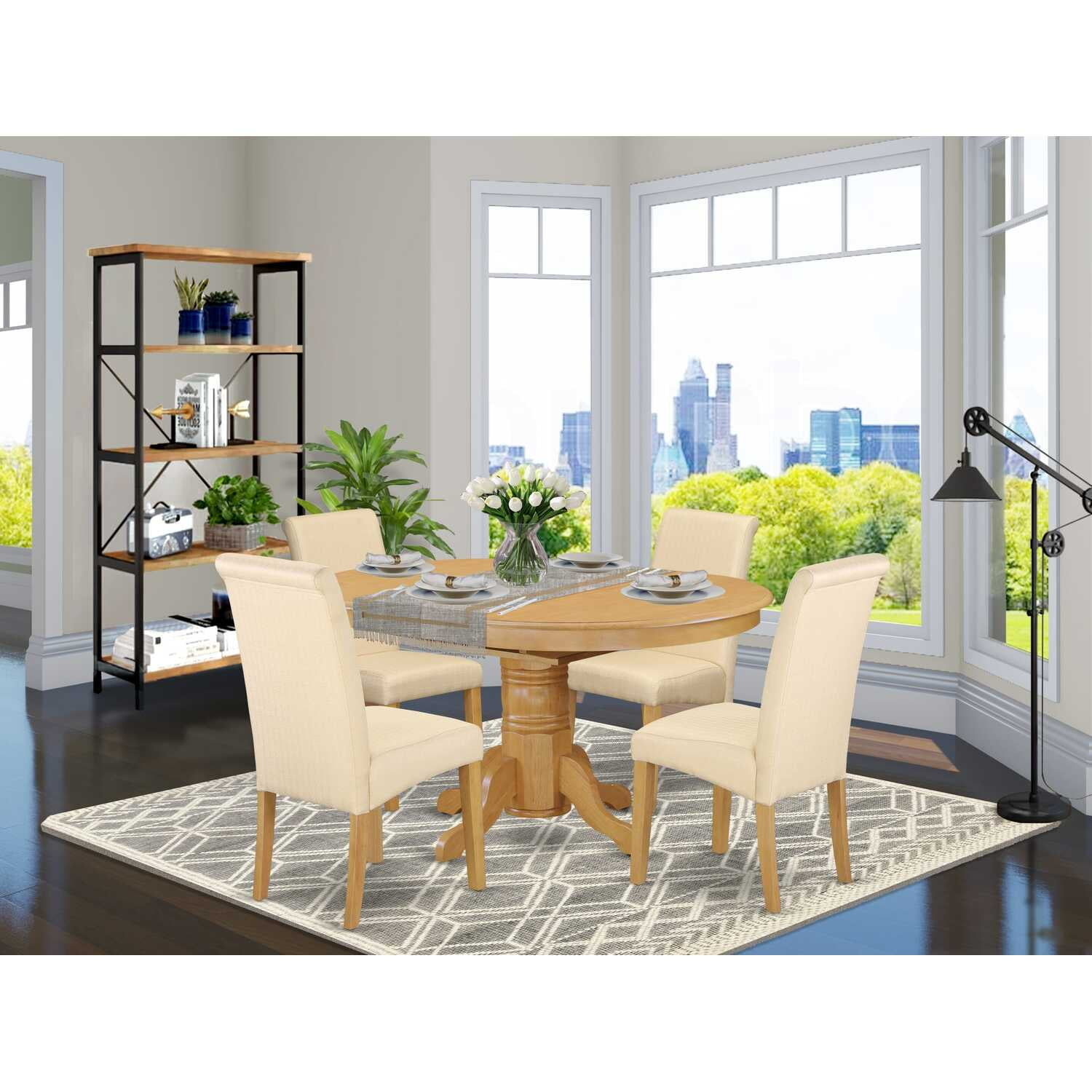 East West Furniture Avon 5-Piece Wood Dining Set In Oak/Beige - Walmart.com throughout Styling Your Space with the Versatile East West Furniture Avon Oak Set