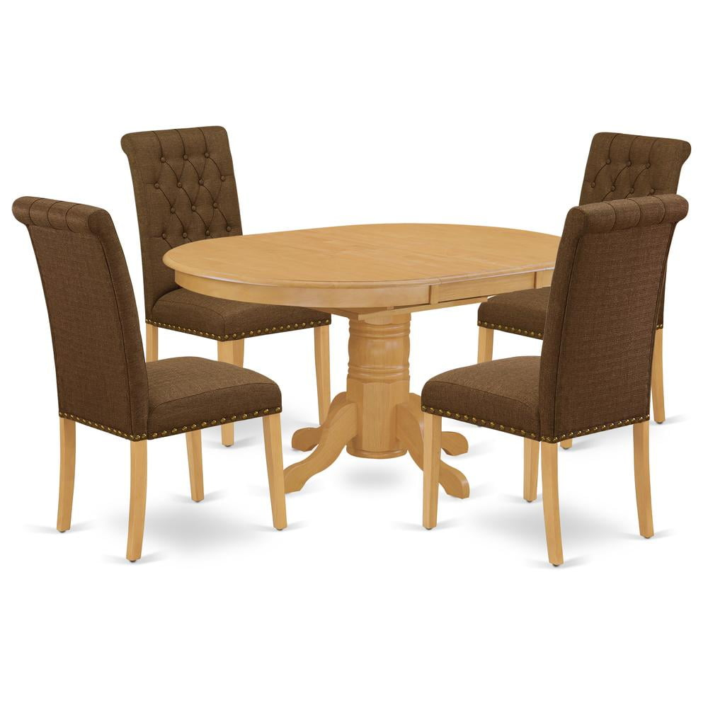 East West Furniture Avon 5-Piece Wood Dining Set In Oak/Dark Coffee ... regarding