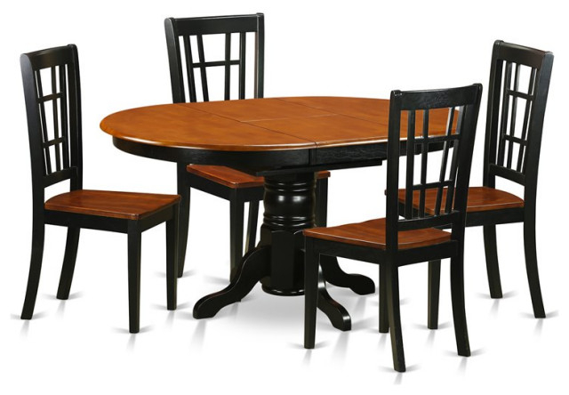 East West Furniture Kenley 5-Piece Dining Table And Chair Set In Black ... in