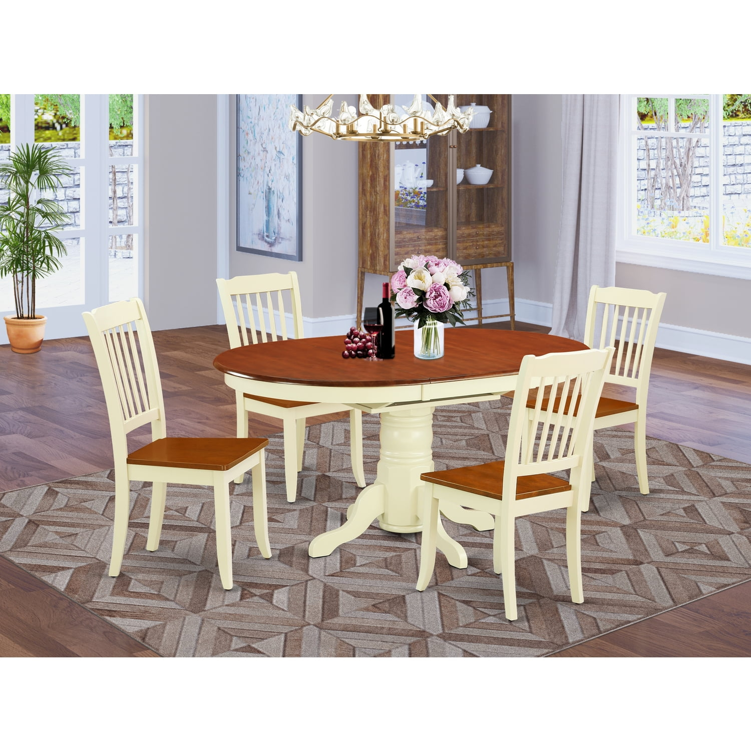 East West Furniture Kenley 5-Piece Wood Dining Set With Slatted Chairs ... with