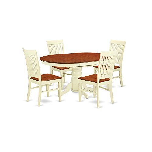 East West Furniture Kewe5-Bmk-W Kenley, 5 Piece, Buttermilk And Cherry ... with Bringing Warmth Home The East West Furniture Kenley Dining Experience