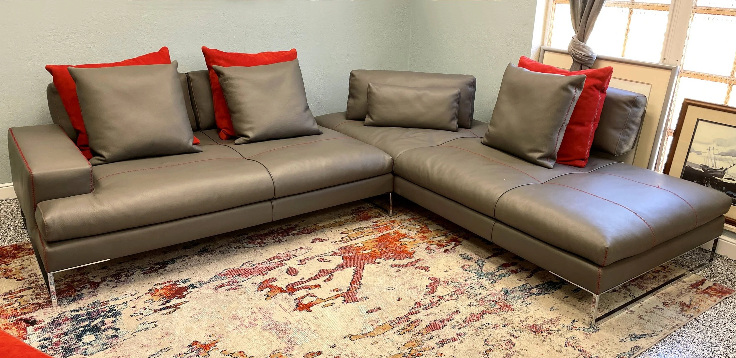 Encore Furniture Gallery-Gamma &amp;quot;Sunset&amp;quot; 2-Piece Italian Leather Sectional for Designing Your Living Space Around the Dante 6-Piece Italian Leather Sectional