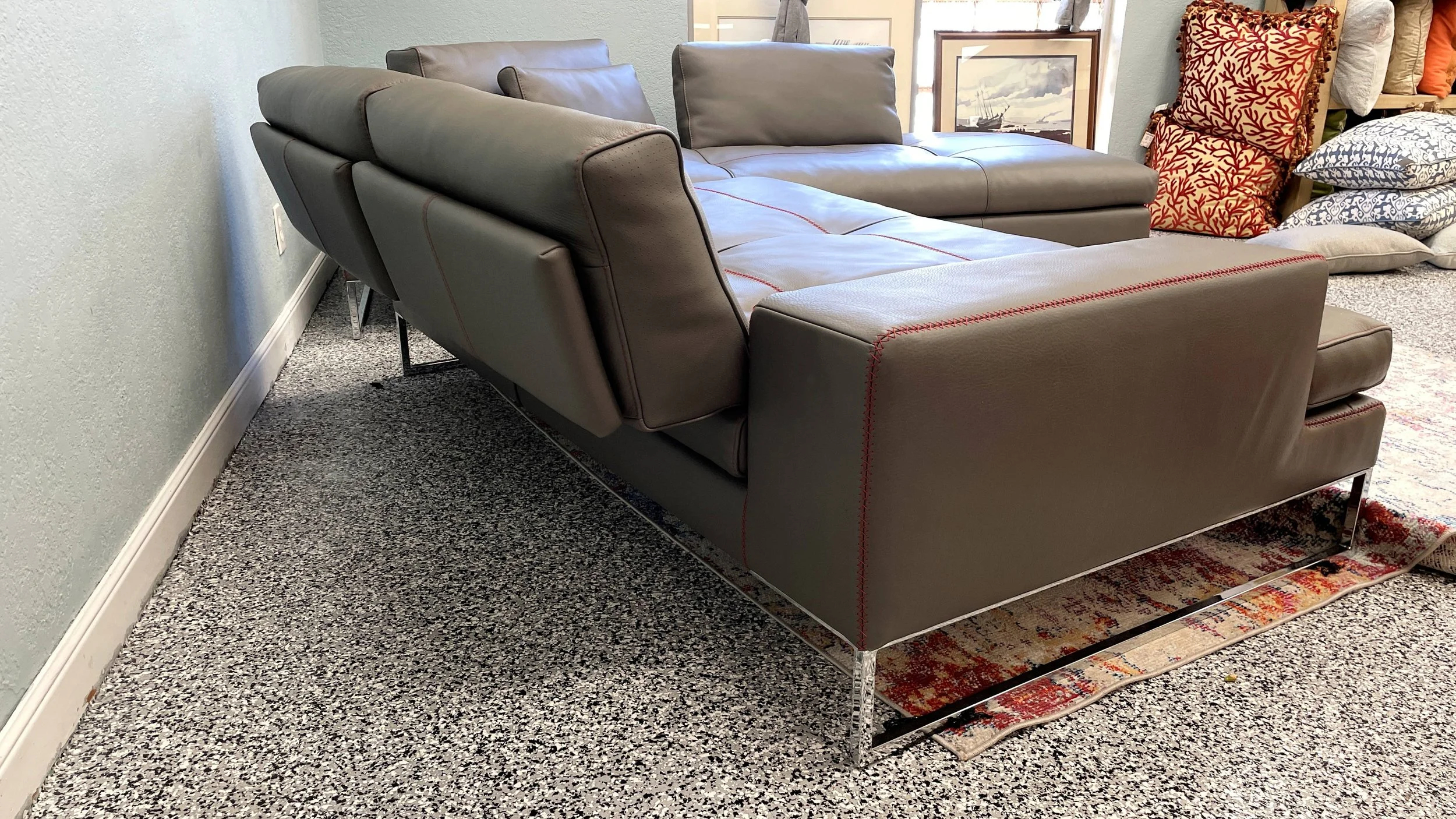 Encore Furniture Gallery-Gamma &amp;quot;Sunset&amp;quot; 2-Piece Italian Leather Sectional throughout