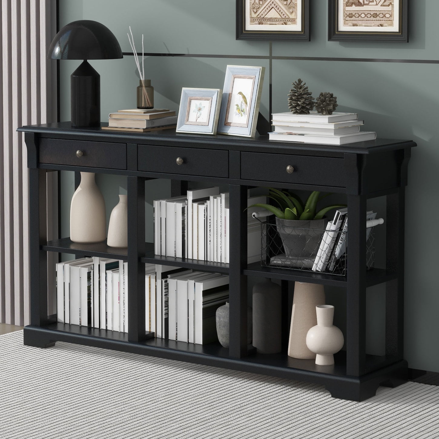 Espresso Finish Solid Wood Retro Console Table/Sideboard, Ample Storage ... regarding The Art of Organization The Trulinea Sideboard Dark Espresso Explained