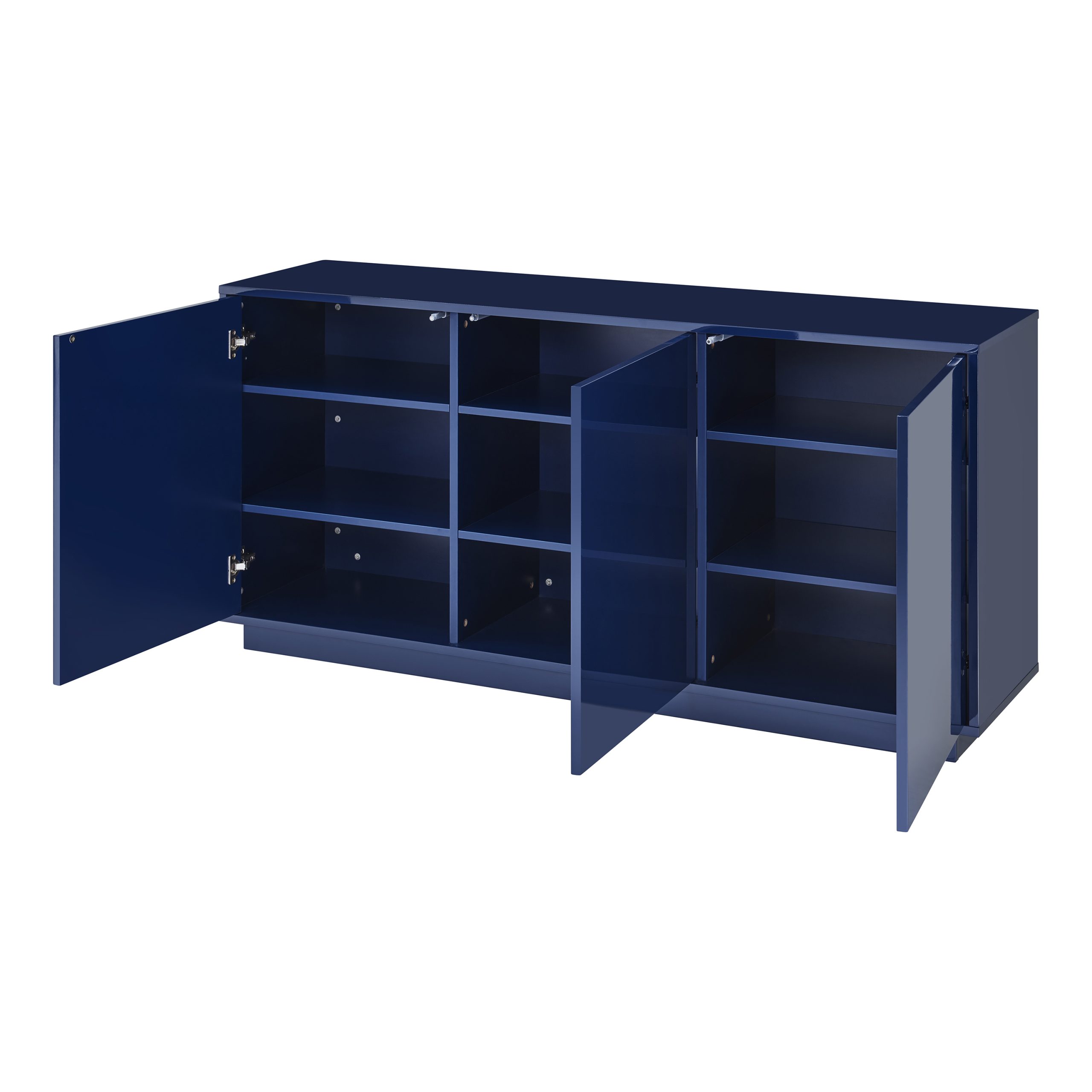 Style and Storage The Tresero 65" Sideboard in High Gloss Deep Blue